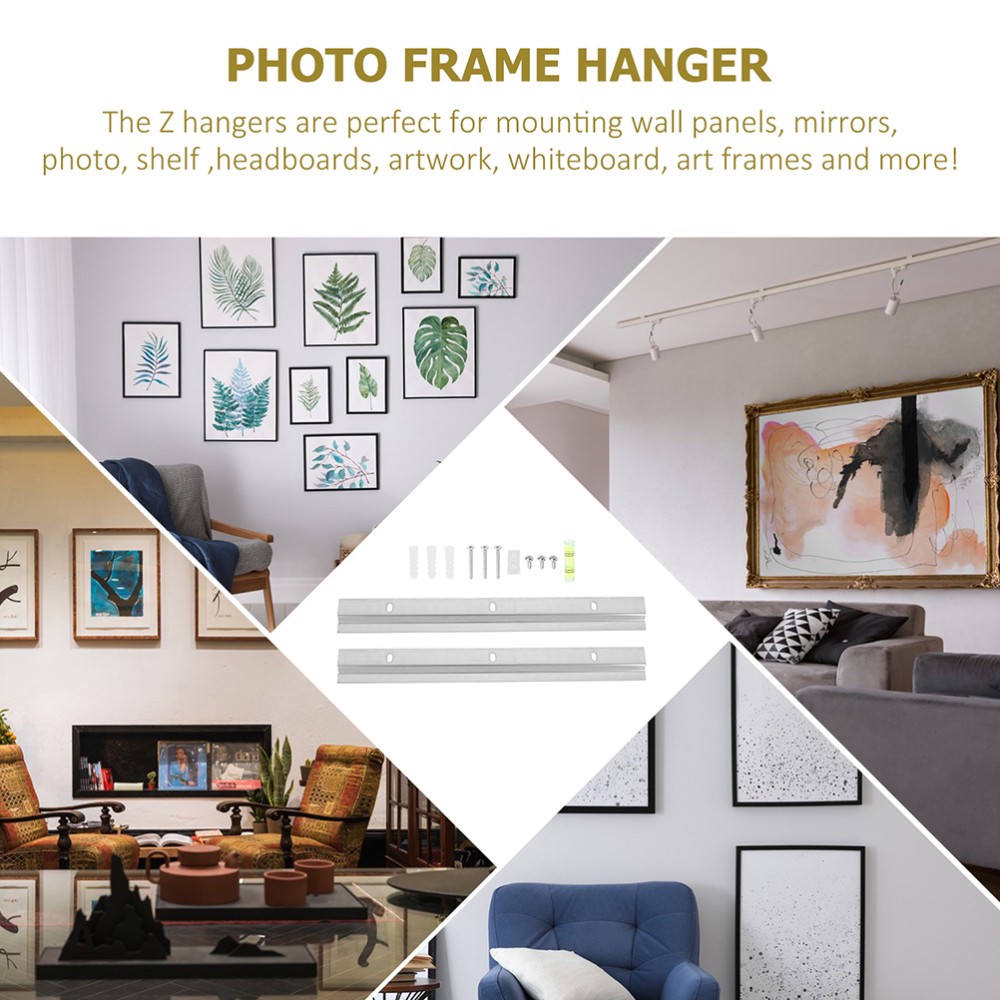 2 Sets Picture Mounting Hardware Rail Hooks Frame Heavy Duty Mirror