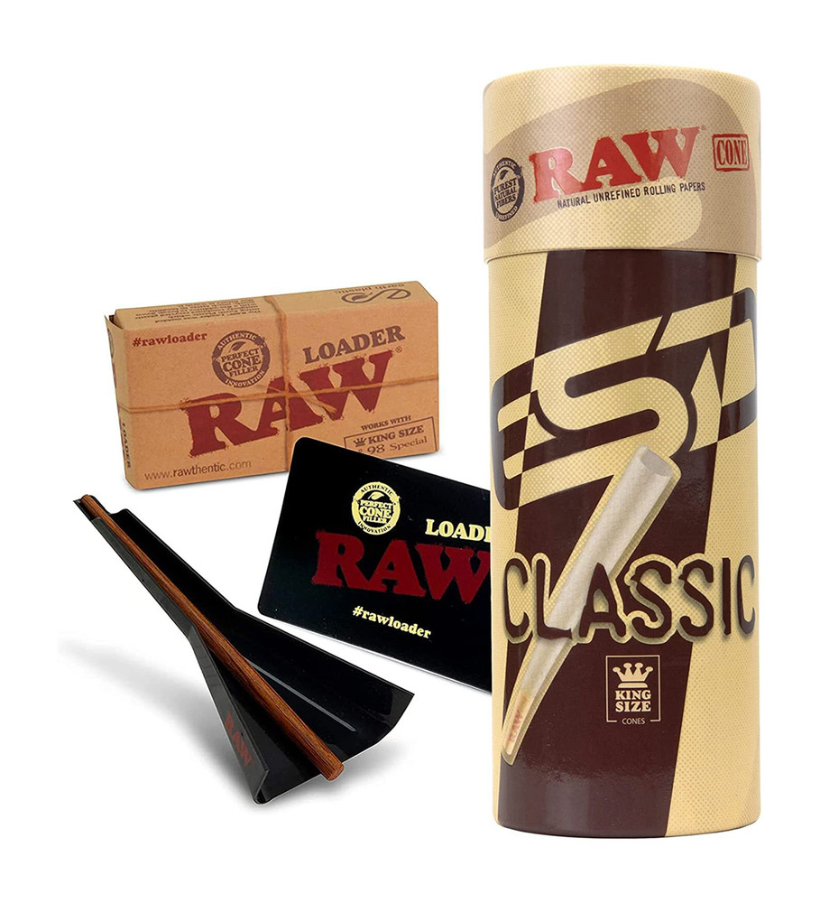 RAW Cones King Size Starter Kit with Cone Loader and 50 Pre-Rolls
