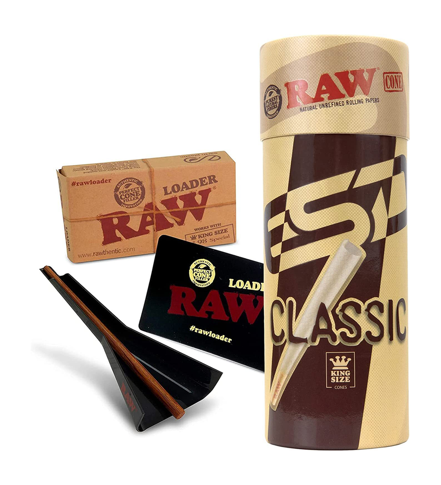 RAW Cones King Size Starter Kit with Cone Loader and 50 Pre-Rolls
