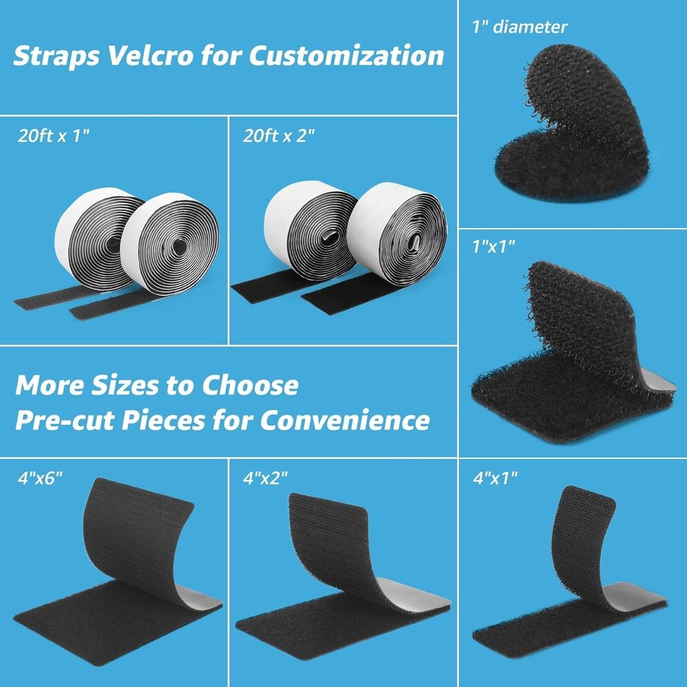 48 Sets Heavy-Duty Hook and Loop Adhesive Strips - 1" x 1" for Versatile Use
