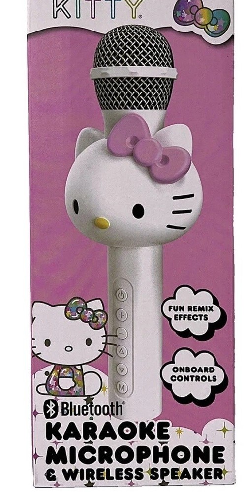 Hello Kitty Bluetooth Karaoke Microphone Wireless Speaker USB Charging Pink NIB