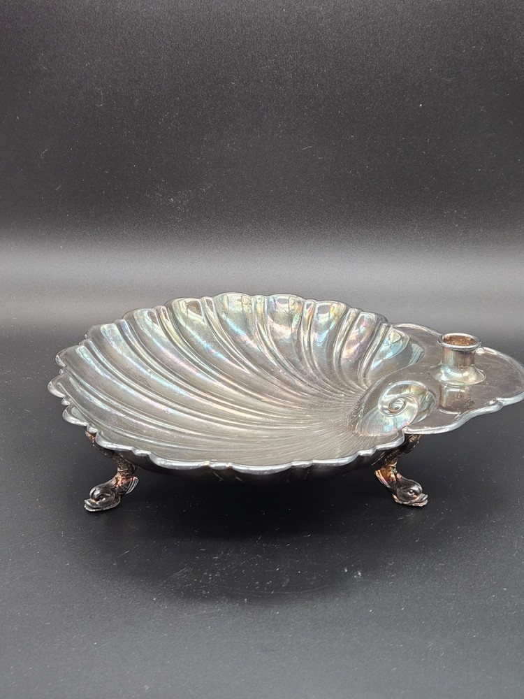 Vtg Crescent Silver Co silverplated 10" footed shell bowl