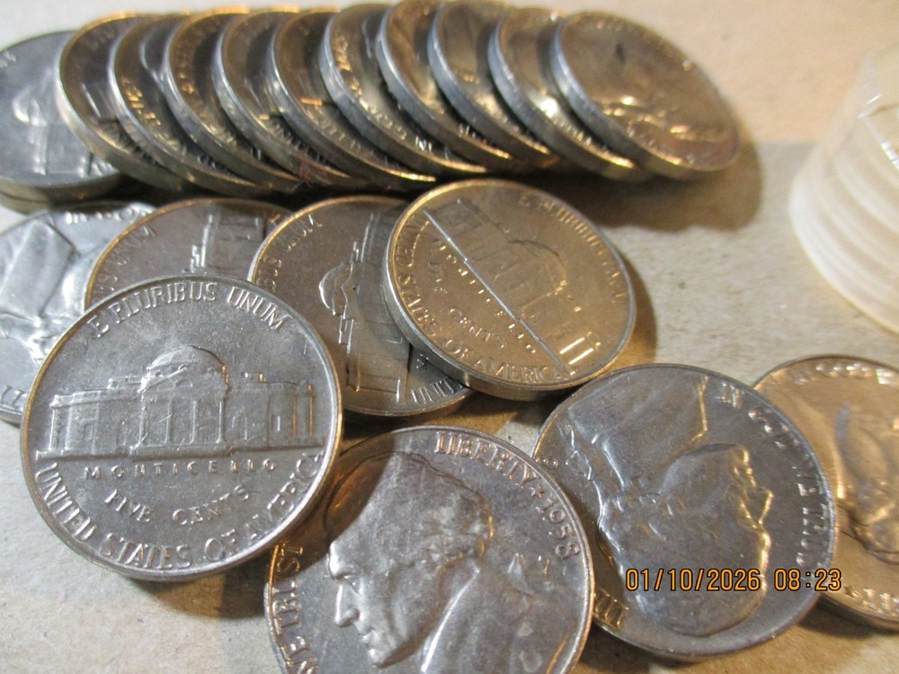 1958 JEFFERSON NICKEL GEM BU ROLL