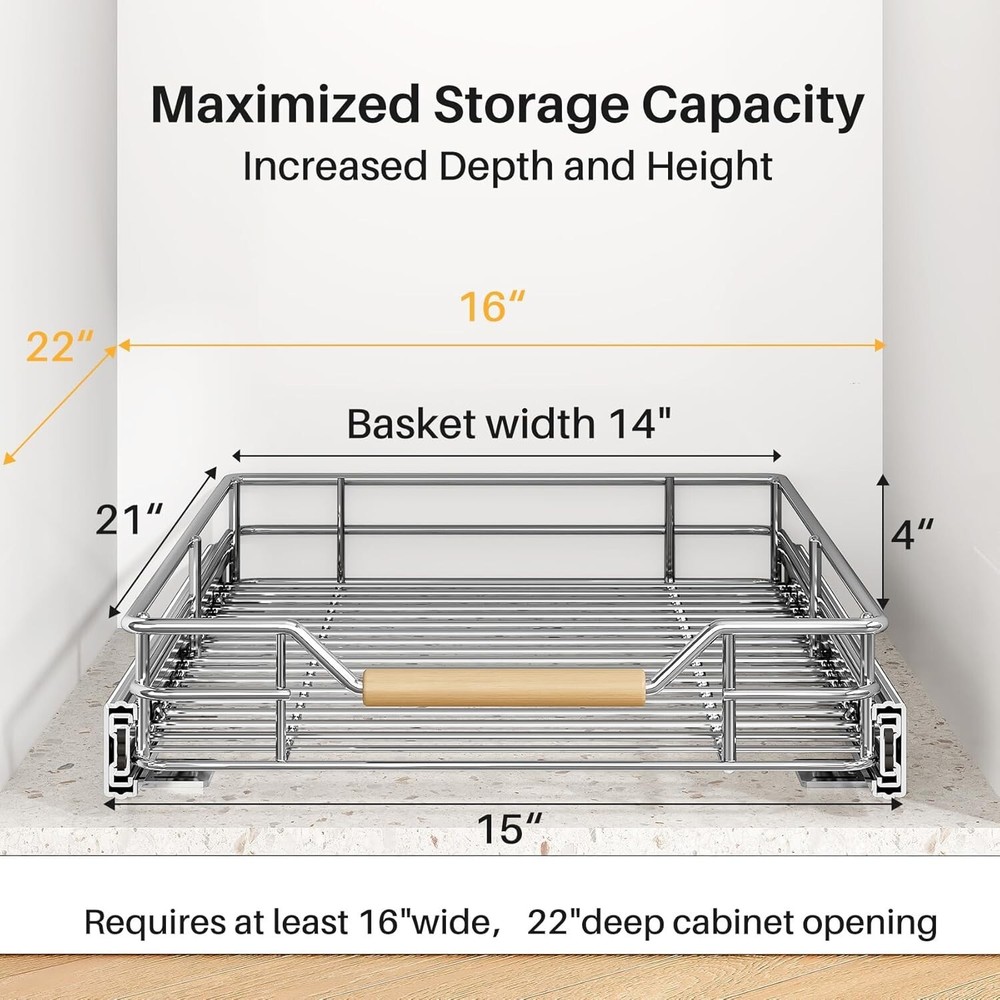 Pull out Cabinet Organizer,Heavy Duty Smooth Sliding Under Cabinet