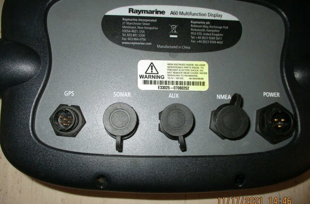RAYMARINE A60 MULTIFUNCTION DISPLAY E33025 COVER POWER CORD BRACKET
