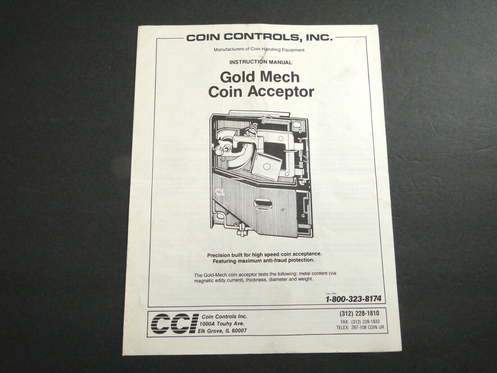 Vintage Gold Mech Coin Acceptor Instruction Manual