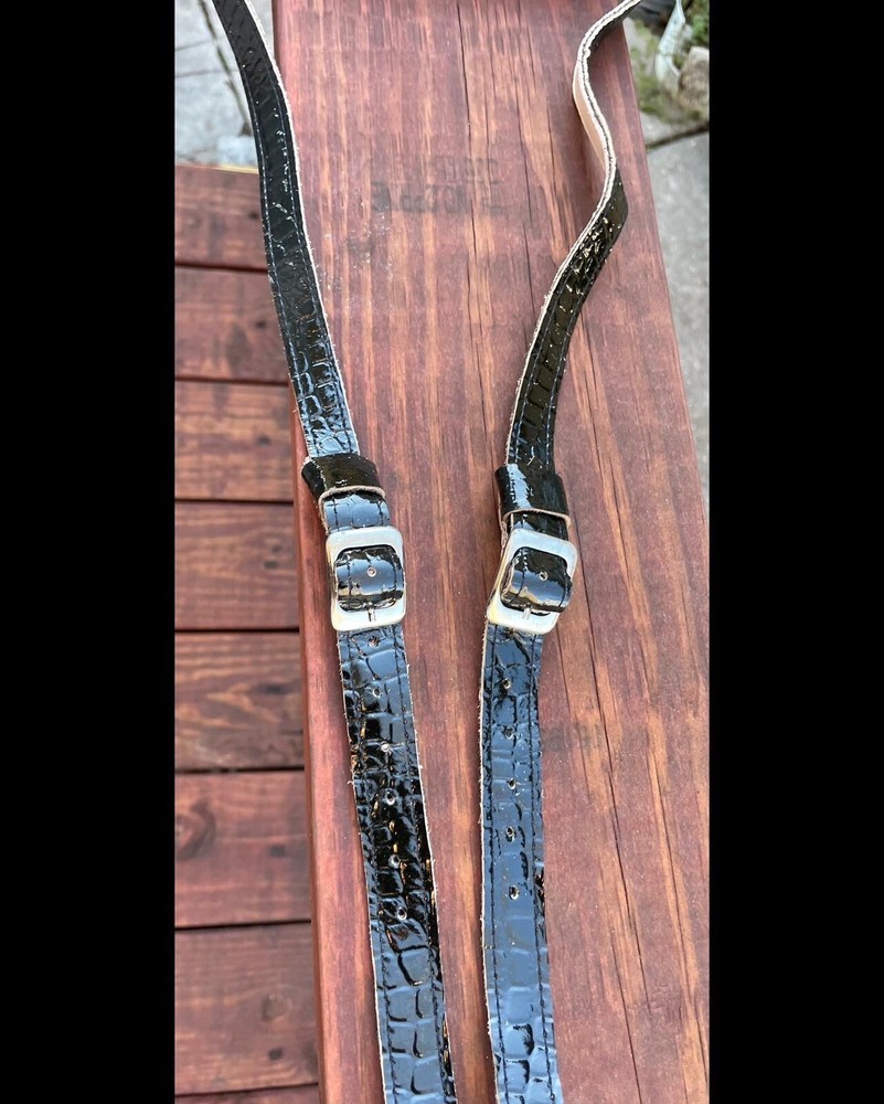 Black Leather Vihuela / Guitar Strap