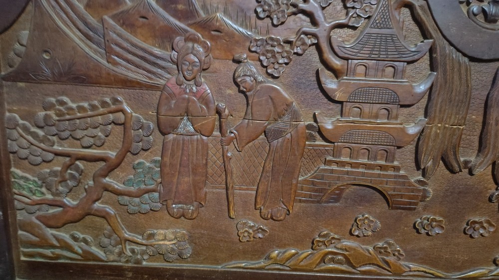 Hand carved King Size Japanese Headboard
