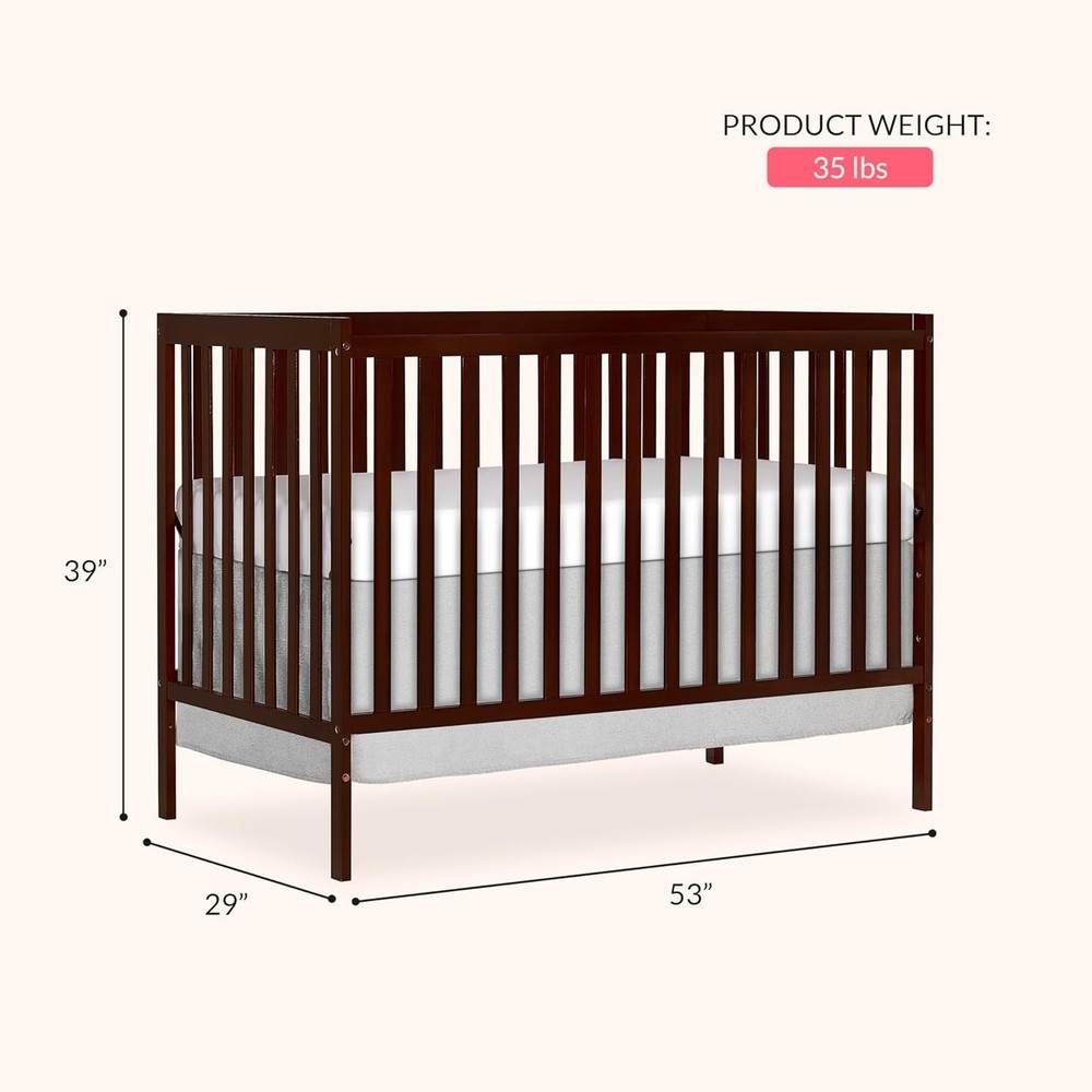 Modern Espresso Convertible Crib with Safety Certifications & Easy Assembly