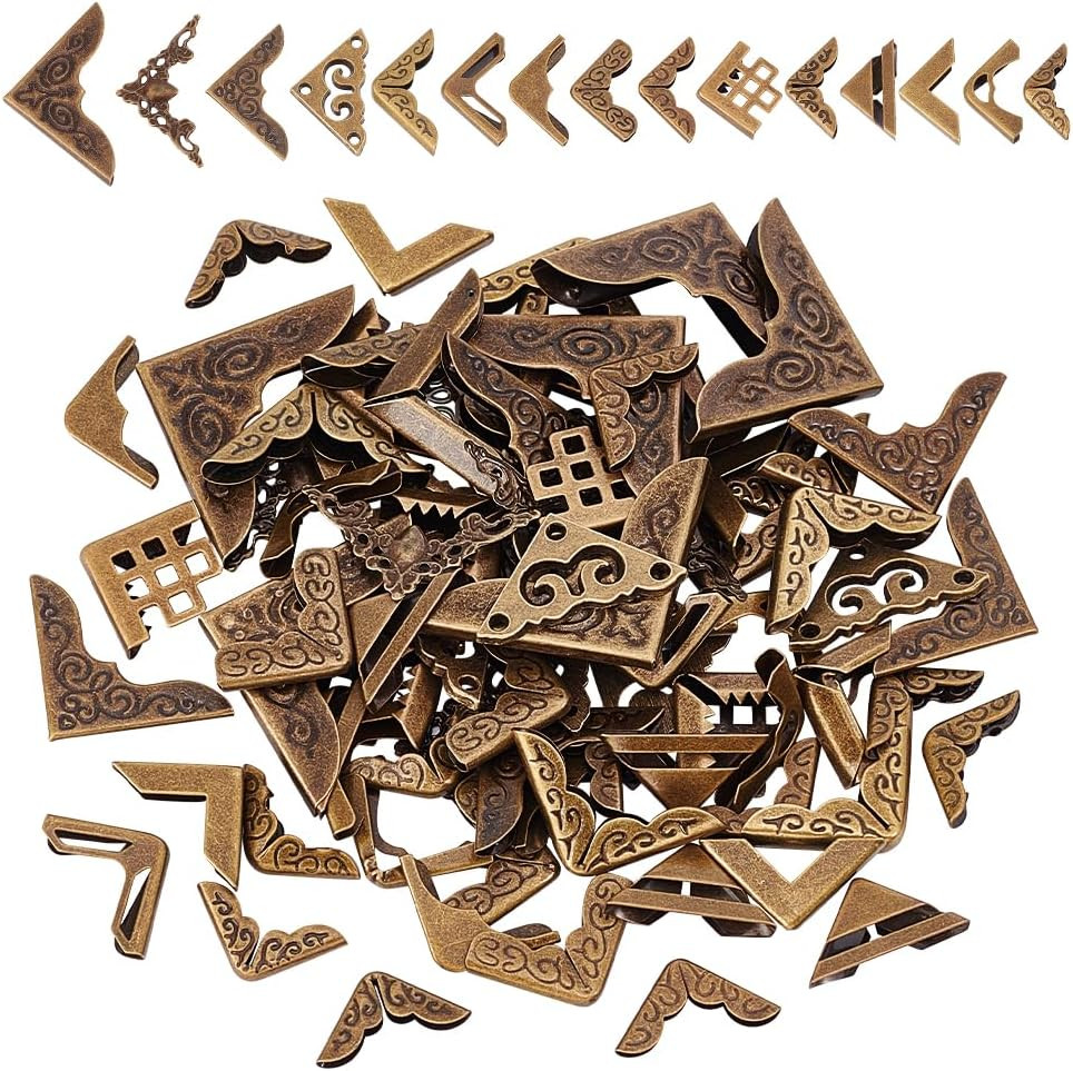 90pcs 15 Styles Metal Book Corner Protector, Corner Protectors Guard Edge Cov...