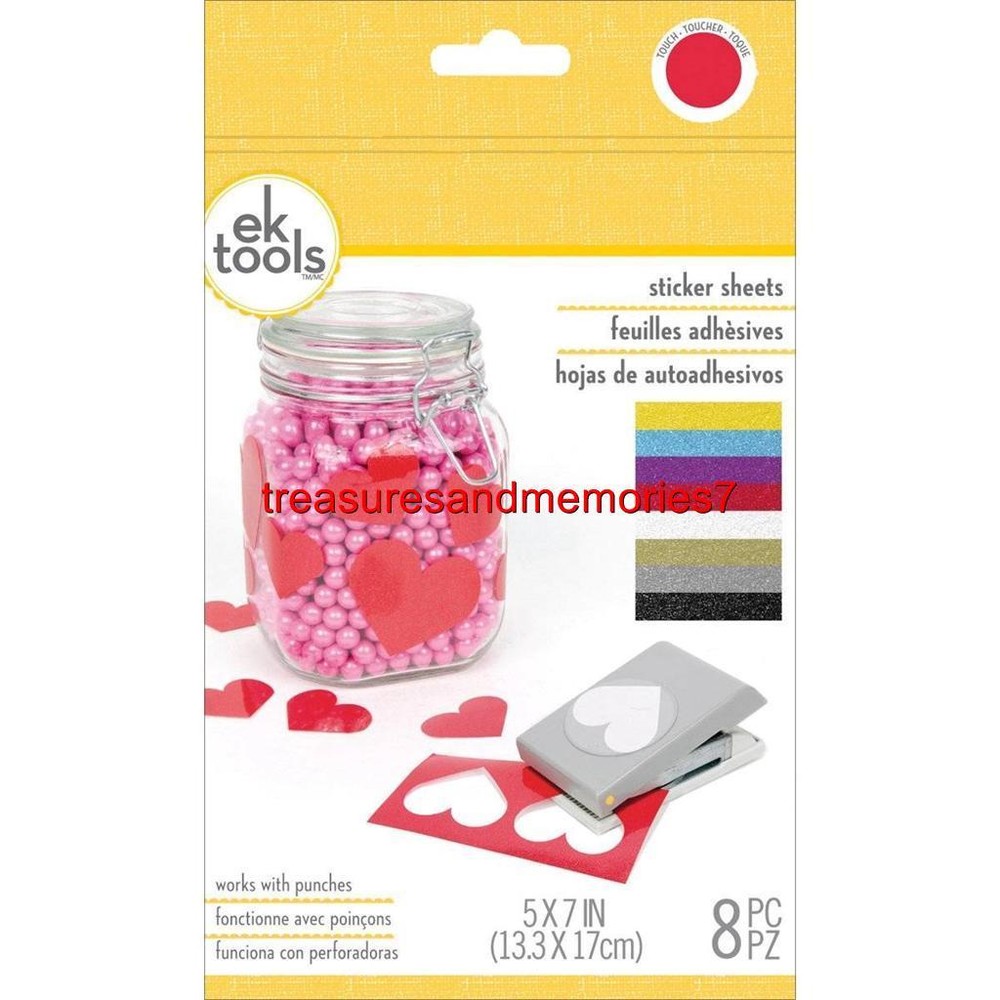 ek tools GLITTER STICKER SHEETS 8 Total Pieces, Use w/ punches on a hard surface