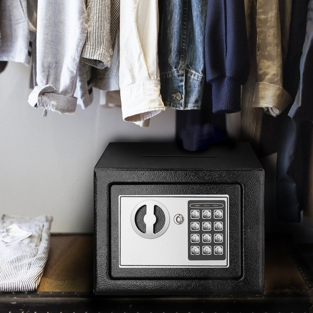 Electronic Depository Safe Box Drop Slot Opening Keypad Combination Lock Black