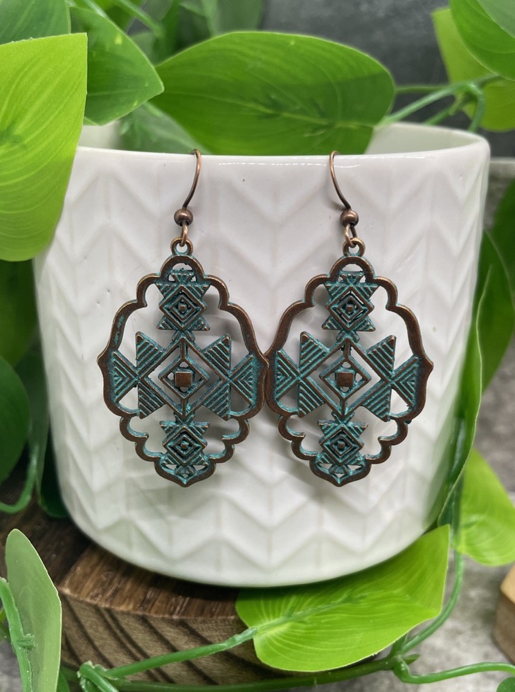 2.25” Earring Set Bronze-tone Boho  Dangle Drop New Free Ship B7154