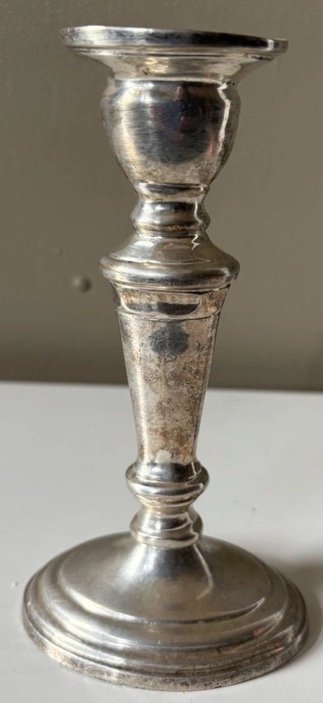 Vintage Silver Plated Candlestick Holder – Classical Baluster Form, 16cm