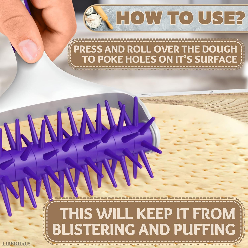 Pizza Docker Roller - 7.7" X 4.8" Plastic Pizza Dough Roller for Even Crust Prep