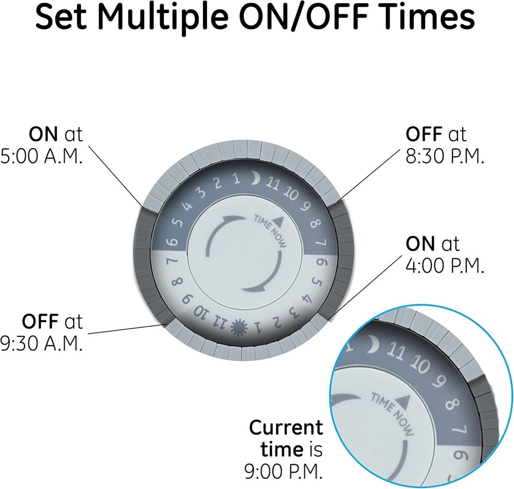 24-hour Mechanical Pool Timer Switch, 2HP 40A Load Capacity Pool Pump Timer
