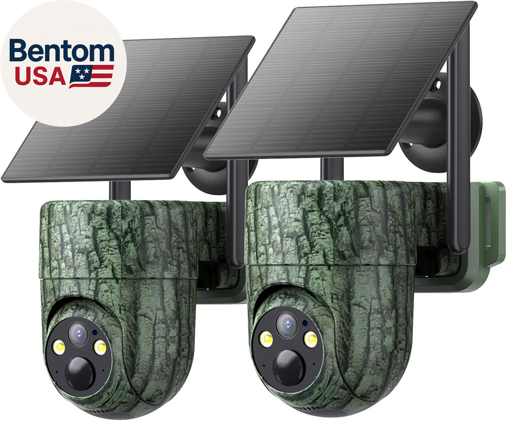 Cellular Trail Camera 2 Pack, 2K Solar Powered Game Cameras with Unlimited Data