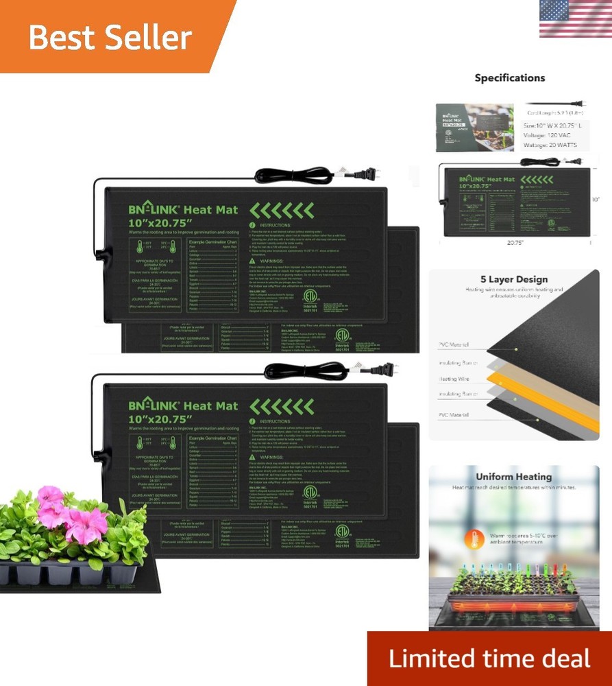 Durable Seedling Heat Mat 10" x 20.75" - Perfect for Hydroponics & Germination