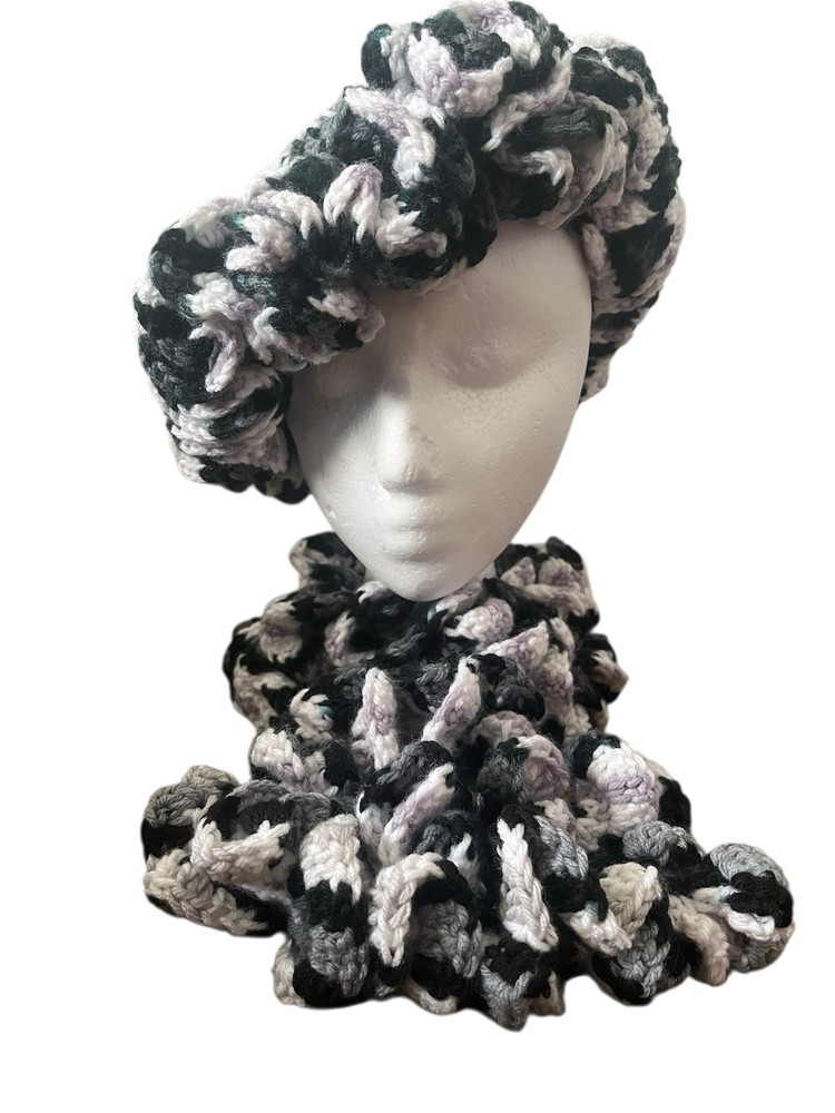 Crochet Ruffle Hat And Scarf
