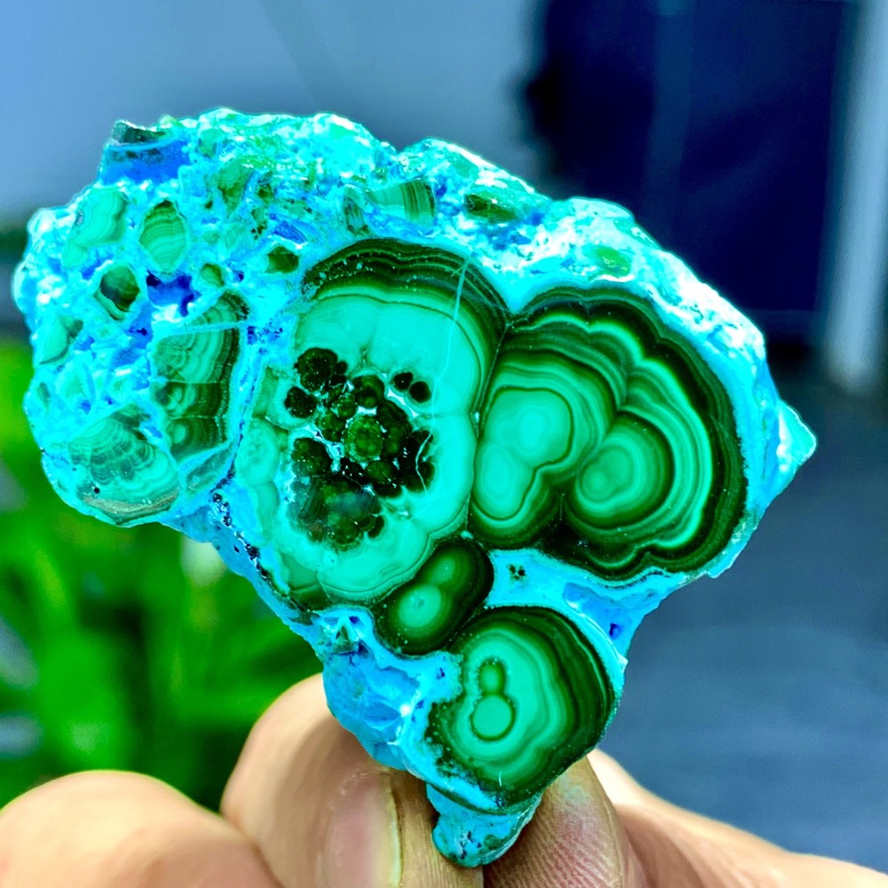48G Natural Chrysocolla/Malachite transparent cluster rough mineral sample