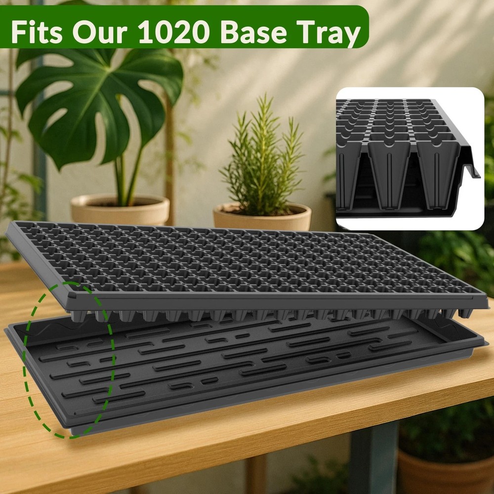 10 Pack 200 Cell Seed Starter Trays, 1.5" Deep Plug Tray for Seedlings, Durab...