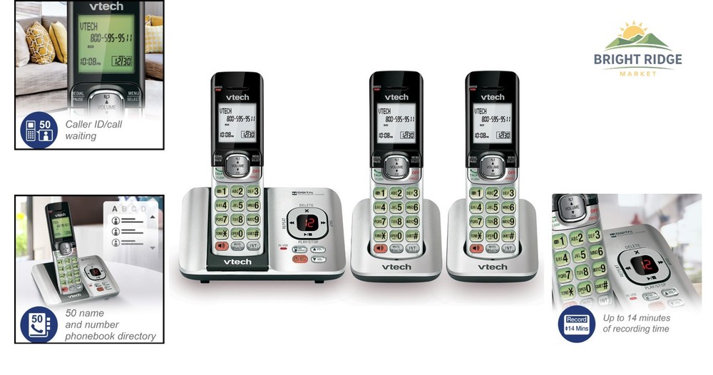 Phone System with 3 Handsets, Digital Answering Machine and Conference Calling