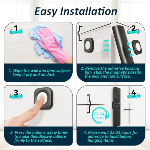 Magnetic Remote Control Holder Wall Mount Self-Adhesive, 6 Pack Upgraded