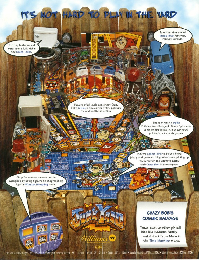 1996 WILLIAMS JUNK YARD PINBALL FLYER