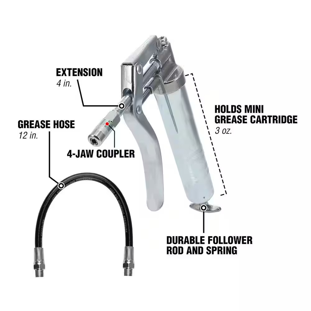 3 Oz. Mini Grease Gun with Interchangeable Extensions
