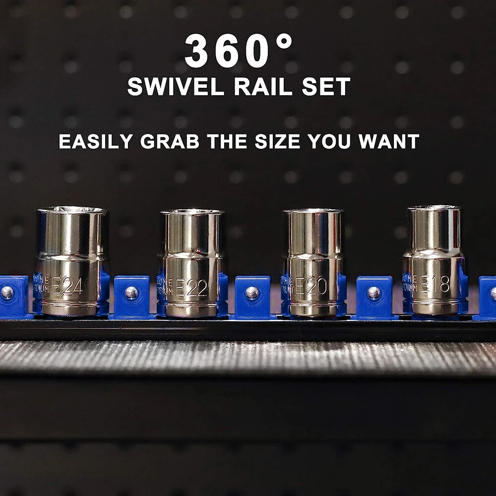 Socket Organizer Mountable Sliding Holder Tool Rail Rack Storage 1/4" 3/8" 1/2"