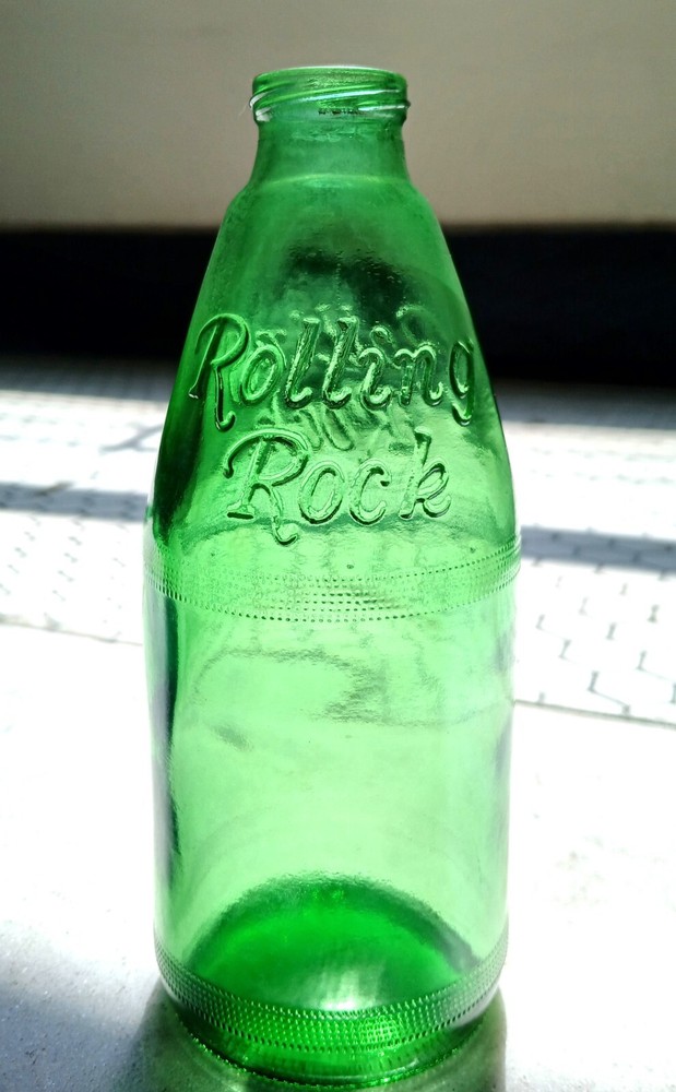 vtg Rolling Rock beer bottle embossed