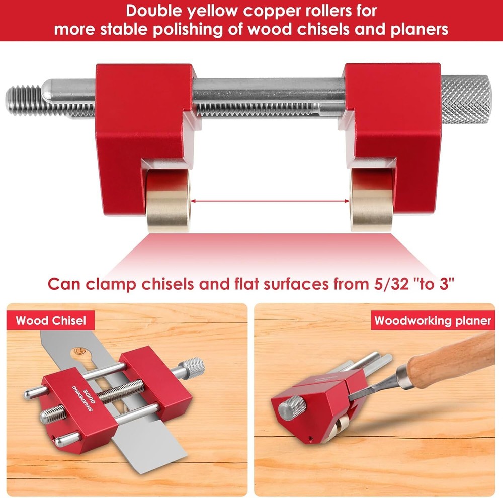 Wood Chisel Honing Guide System – Roller Sharpening Kit for Precise Angle Contro