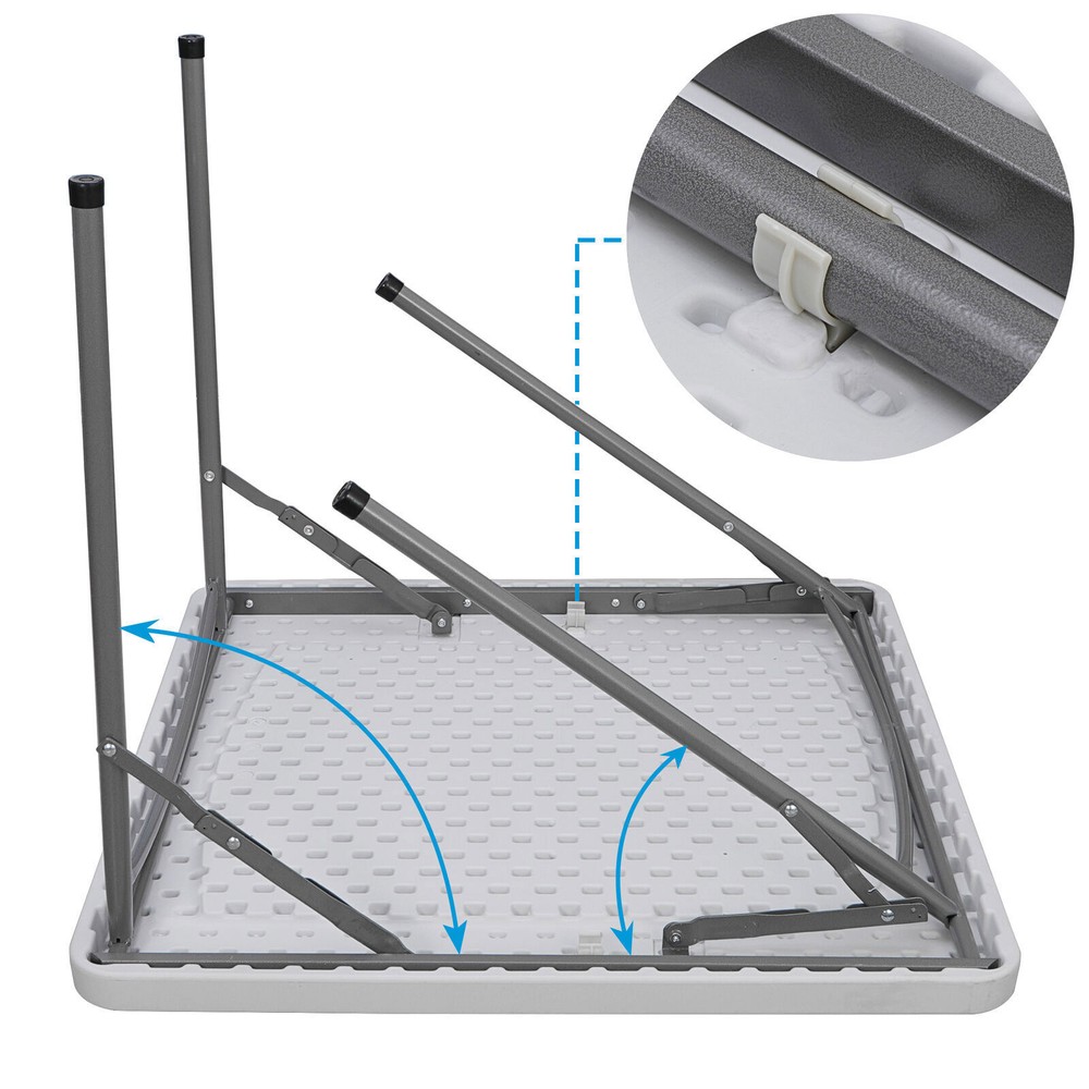 3FT Folding Picnic Table Adjustable Plastic Utility Table for Camping W/ Handle
