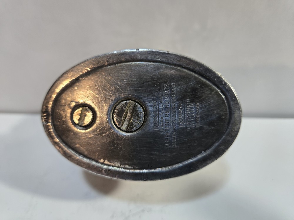 VINTAGE WORKING Ronson CROWN Silver Table Lighter 8283/13