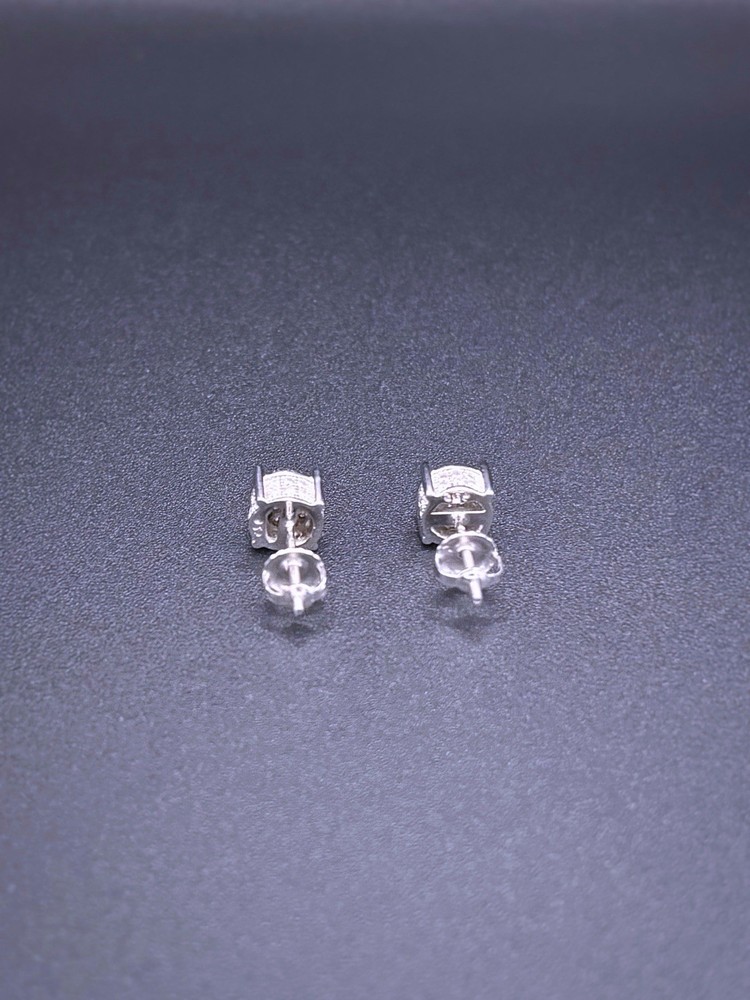 GRA Moissanite 925 Sterling Silver Stud Earrings Men Round GRA Certified
