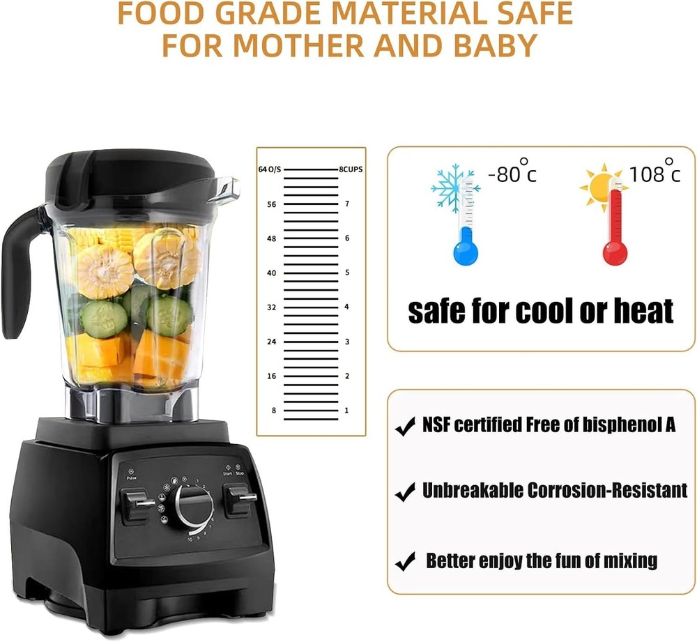 For Vitamix Blender Pitcher 64 oz Low-Profile Container