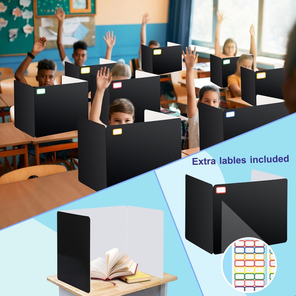 24 Pcs Privacy Folders for Students Privacy Dividers for Classroom Study Carr