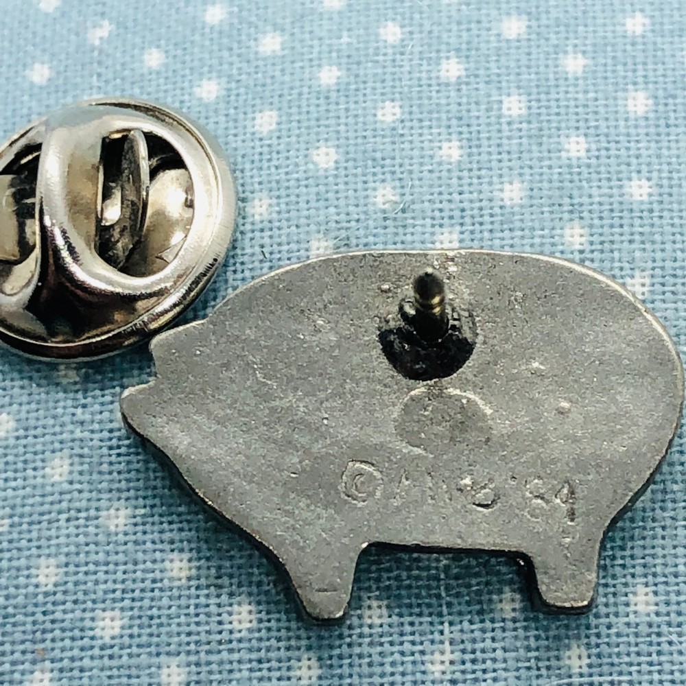 Vtg 80s Pewter Pig Lapel Pin by Maiden Vermont Danforth