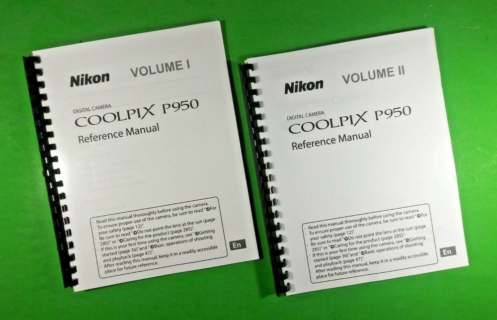 Owners Reference Manual for Nikon P950 Camera 306 Pages W/Clear Covers
