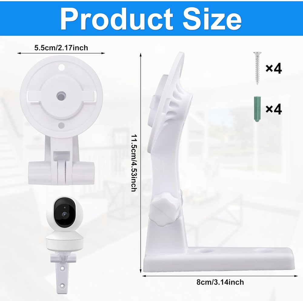 2Pcs Camera Wall Mount Compatible with Reolink E1 / E1 Pro, White Camera Wall Br