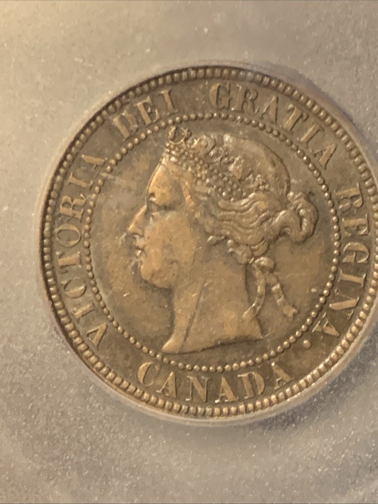 1876-H CANADA LARGE CENT ~ ICG AU50