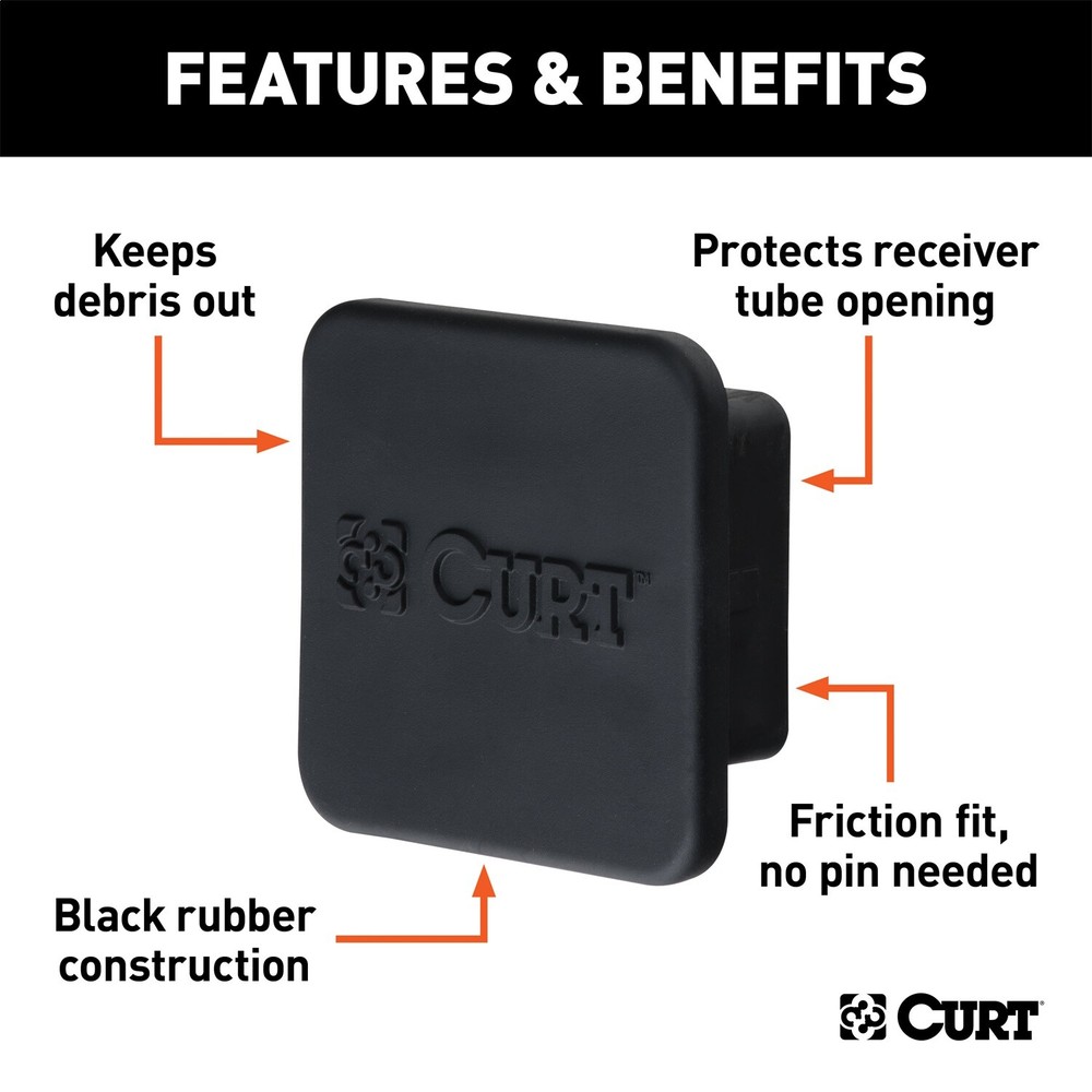 CURT 22278 2-1/2" Rubber Hitch Tube Cover (Packaged)