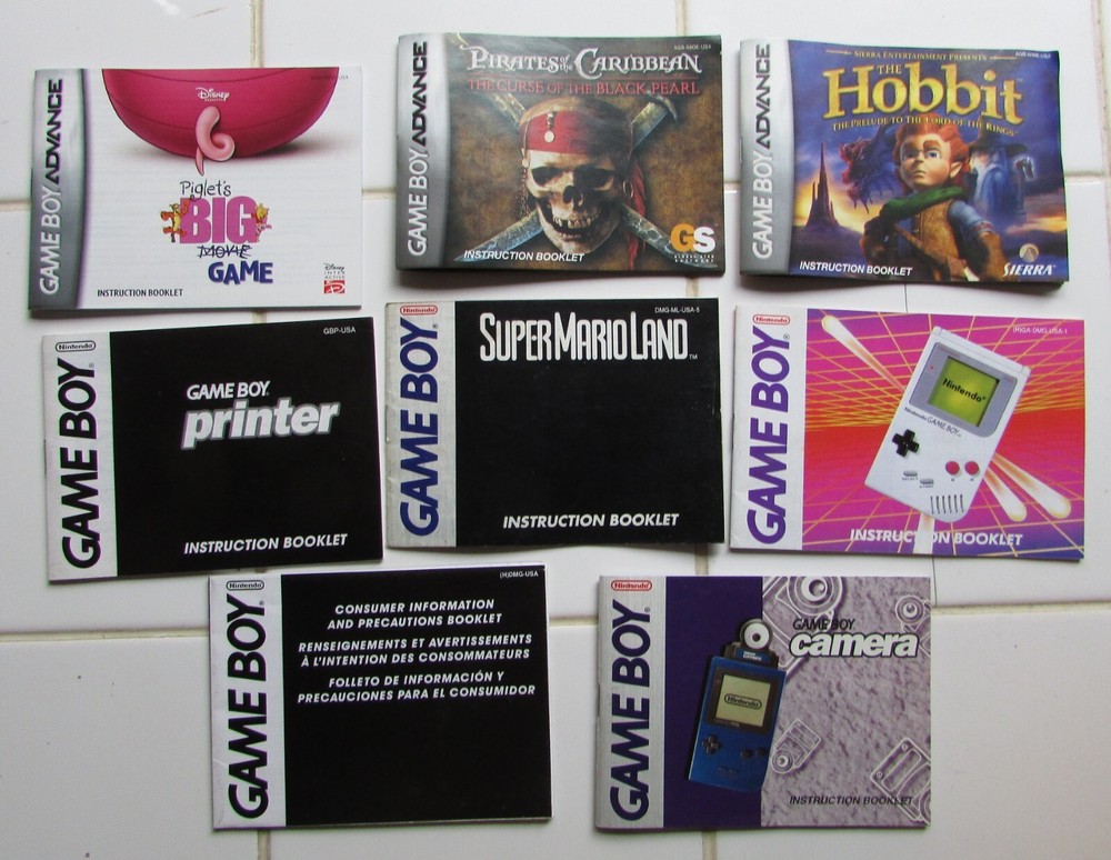 Nintendo Game Boy Basic / Advance / Color manuals & boxes gameboy booklets