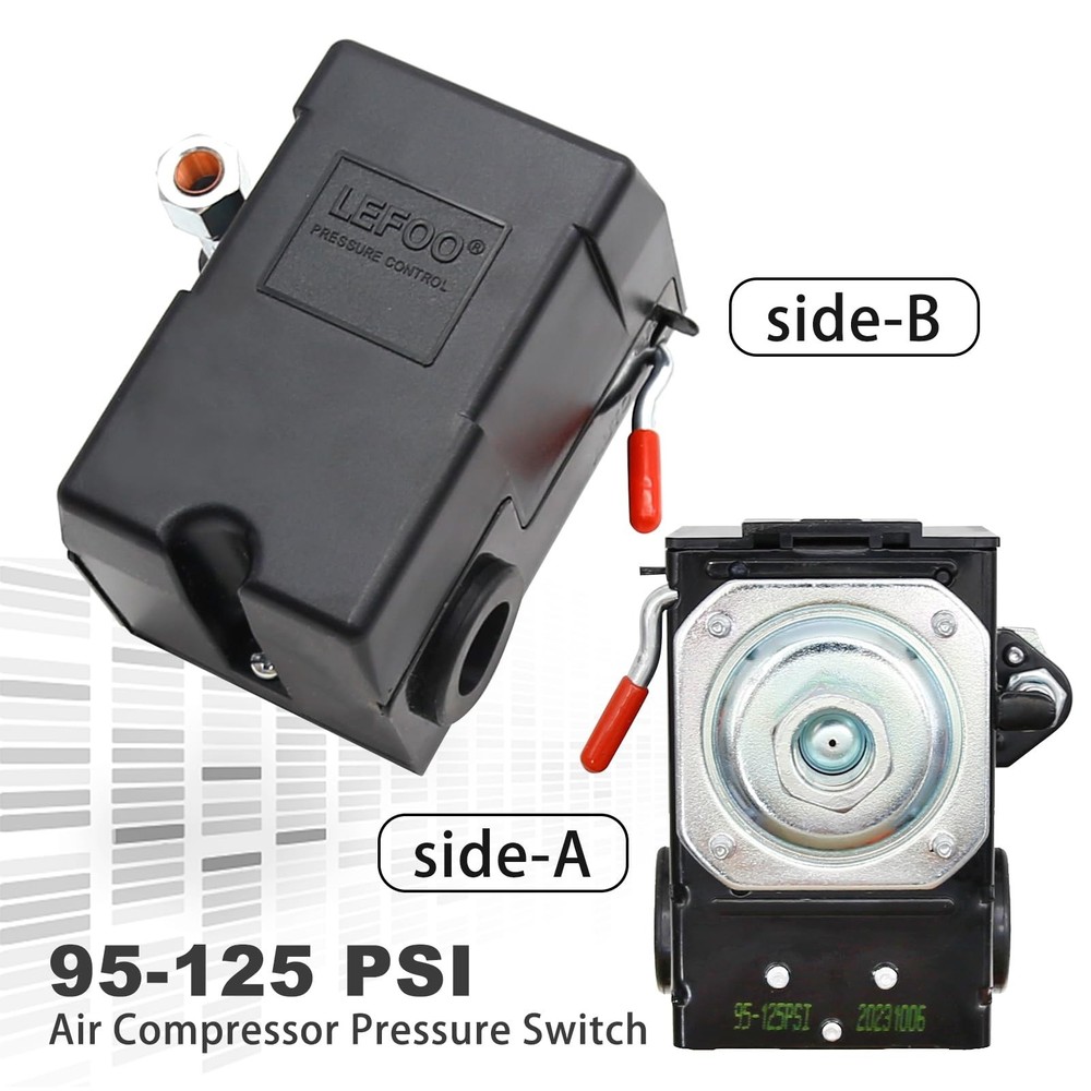 Heavy-Duty Air Compressor Pressure Control Switch with Unloader - 95-125 PSI ...