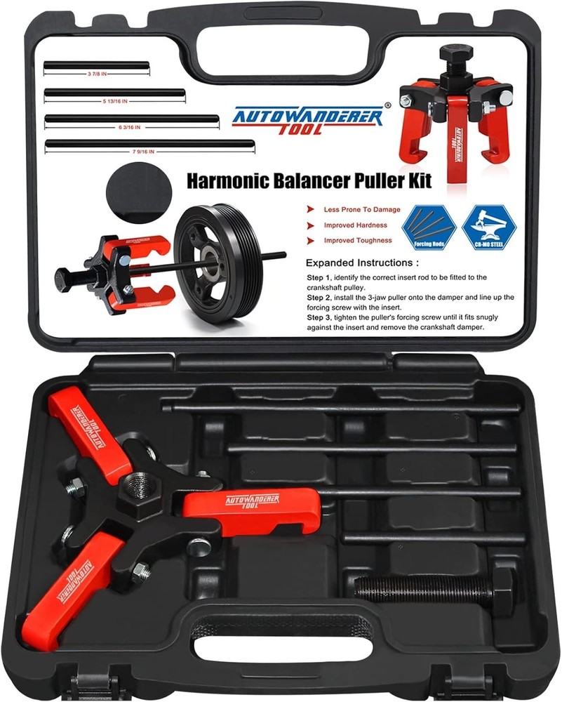 Harmonic Balancer Puller Crank Pulley Removal Kit Engine Motor Rod Auto LS GM US