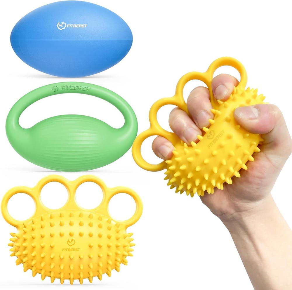 FitBeast Hand Exercise Ball Set–3 Pack Hand Squeeze Balls for Hand Therapy, Gr