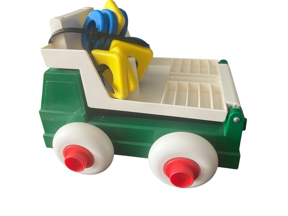 Johnson & Johnson Vintage Pull Toy Bear Characters Green White Plastic