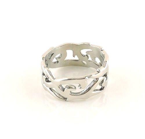 Silver - Stainless Steel Filigree Band Ring