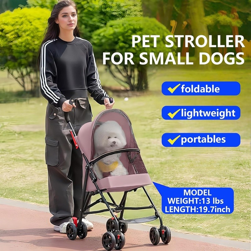 Durable Cat Stroller W/ 180° Panoramic Window Small Pets Easy Foldable New