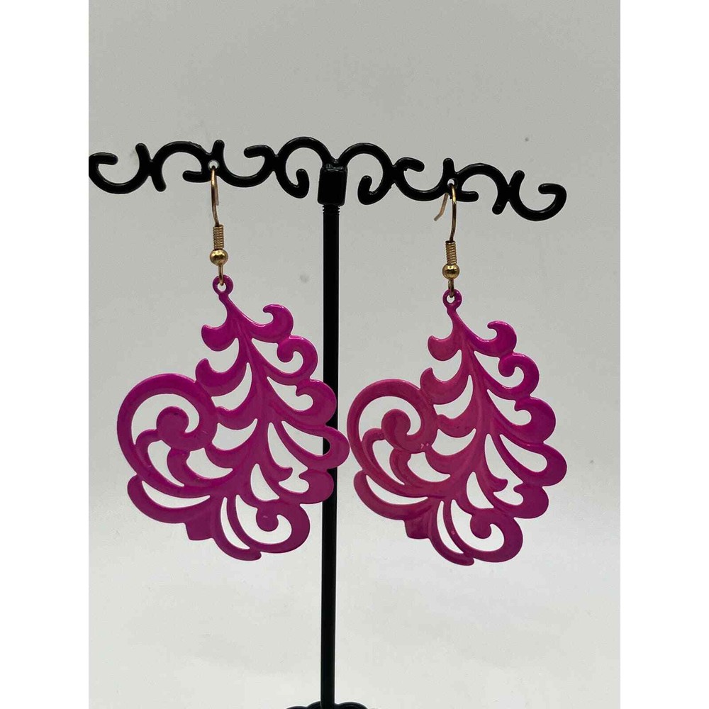 Fuchsia Large Victorian Wing Dangle Earrings!